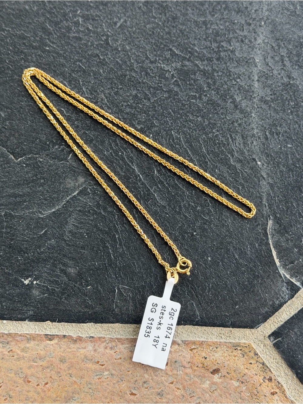 18kt white & yellow Gold Chain Necklace 16” long